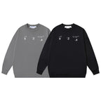 Black Cotton Scattered Print Crewneck - Men's