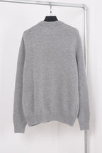 Grey Cotton Chest Logo Long-Sleeve - Men's