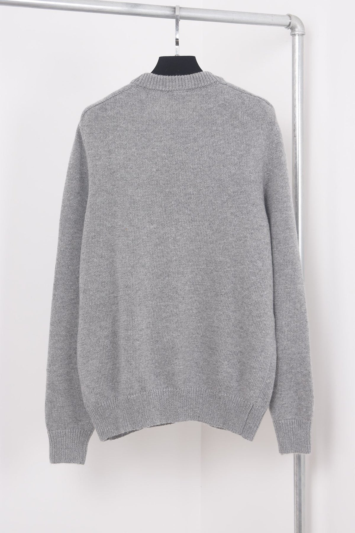 Grey Cotton Chest Logo Long-Sleeve - Men's
