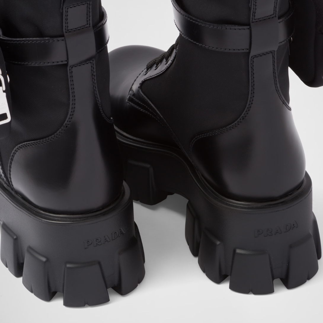 Monolith leather and Re-Nylon boots with pouch – monolith boots embody the hybrid soul – LUX VERSE Luxury Designer Fashion Outlet