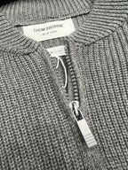 4-Bar Knit Zip Grey Sweater - Men's