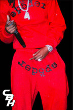 Red Cotton Graphic Pullover - Men's