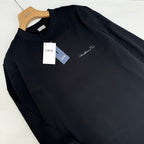 Navy Wool Chest Script Crewneck - Men's