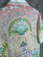 Cream Scenic Print Silk Shirt - Men's