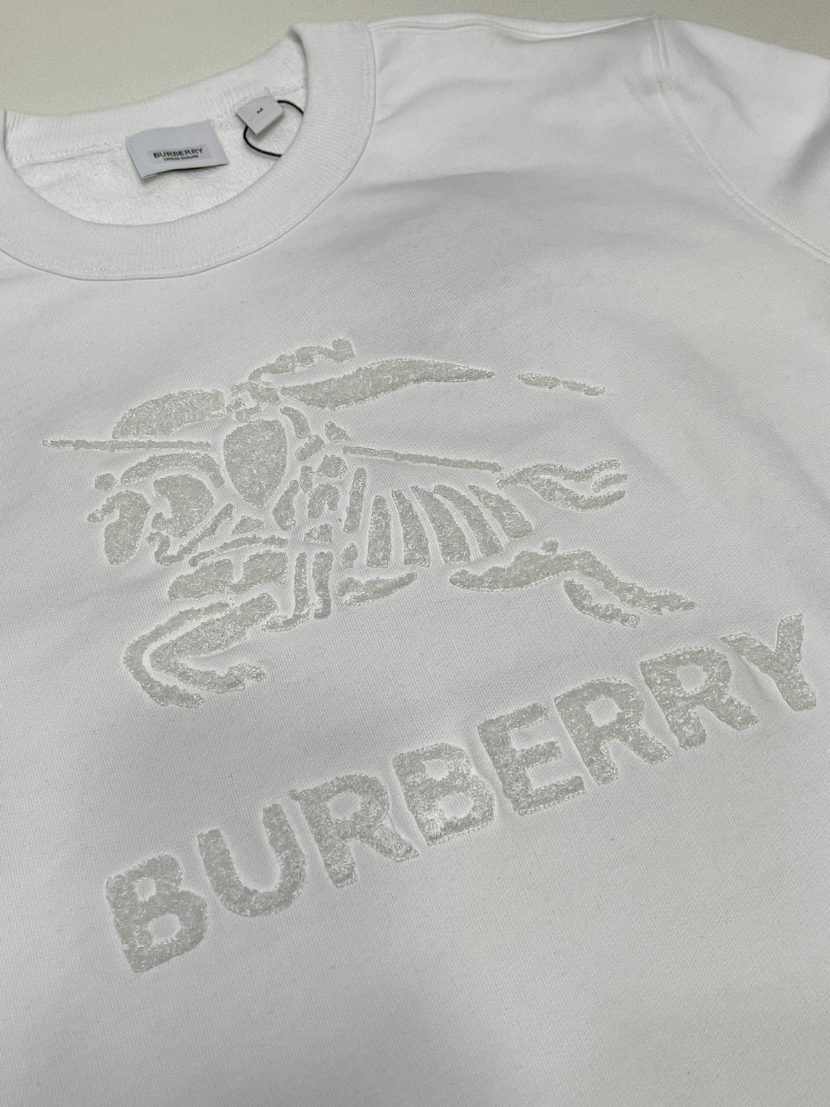 Black Cotton Tonal Emblem Crewneck - Men's