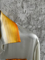 Cream Silk Contrast Collar Short-Sleeve - Men's