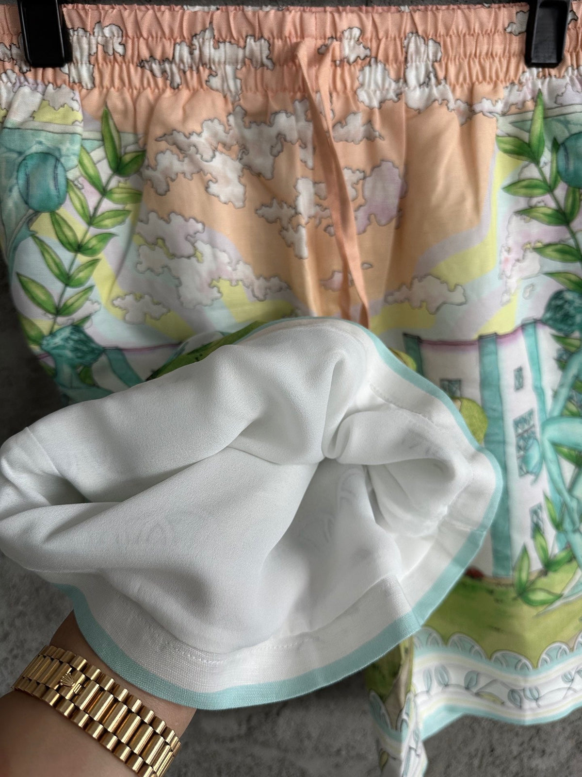 Scenic Print Silk Shorts - Men's