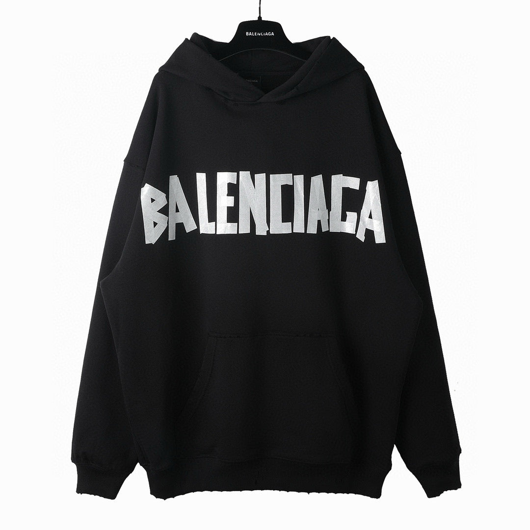 Black Cotton Back Print Pullover - Men's