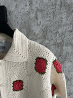 Red Square Crochet Knit Shirt - Men's