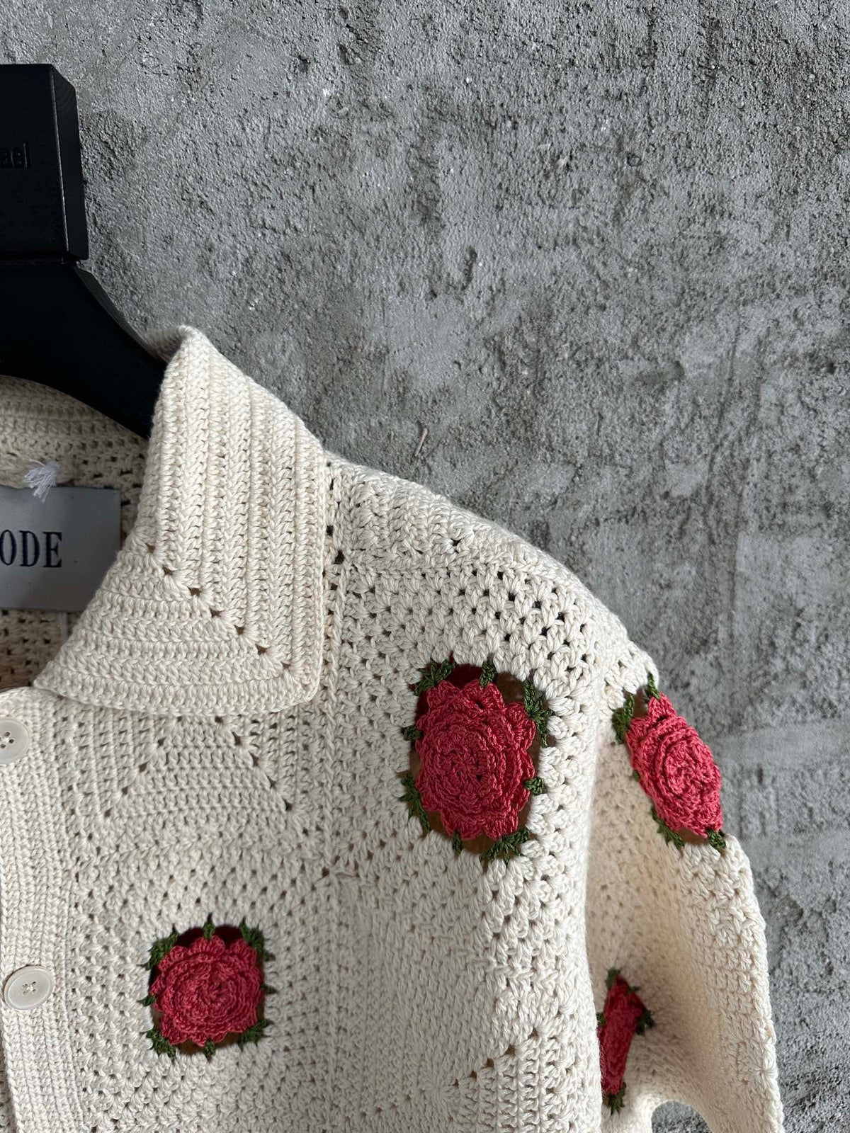 Red Square Crochet Knit Shirt - Men's
