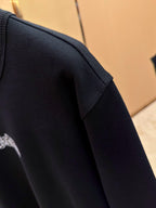 Black Cotton Chest Logo Crewneck - Men's