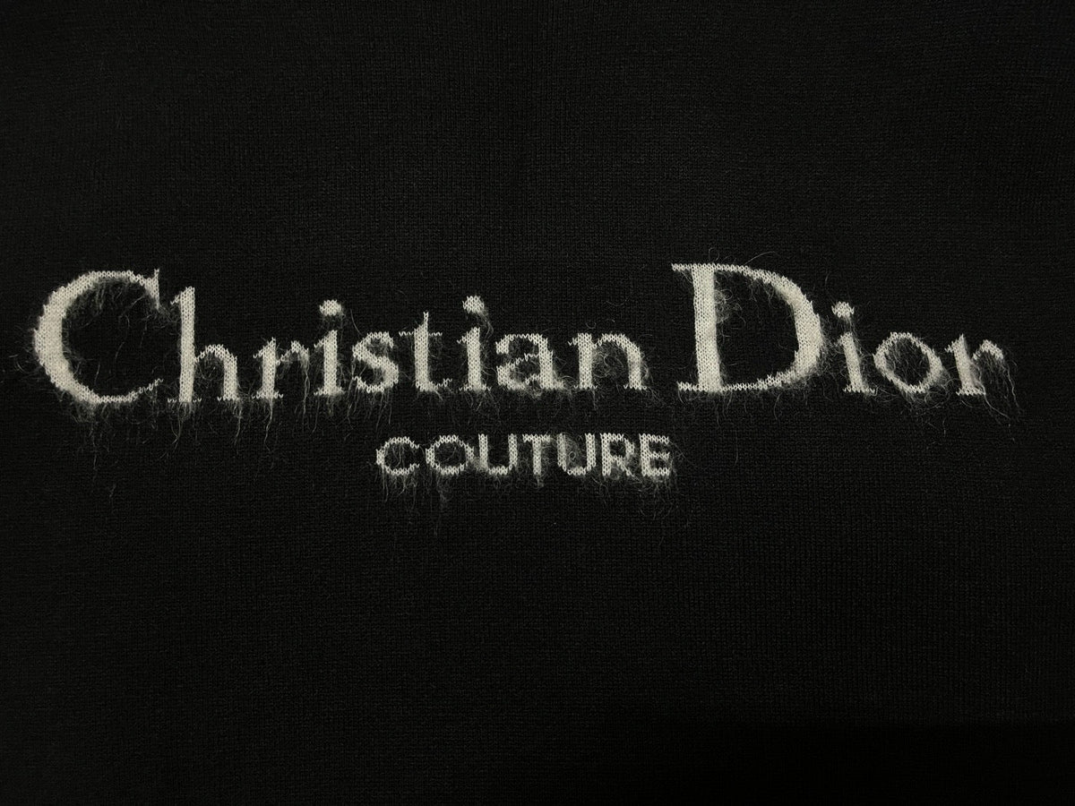 Black Wool Text Logo Crewneck - Men's
