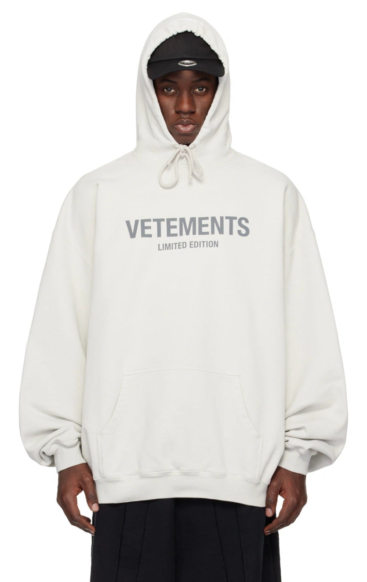 White Cotton Text Logo Pullover - Men's