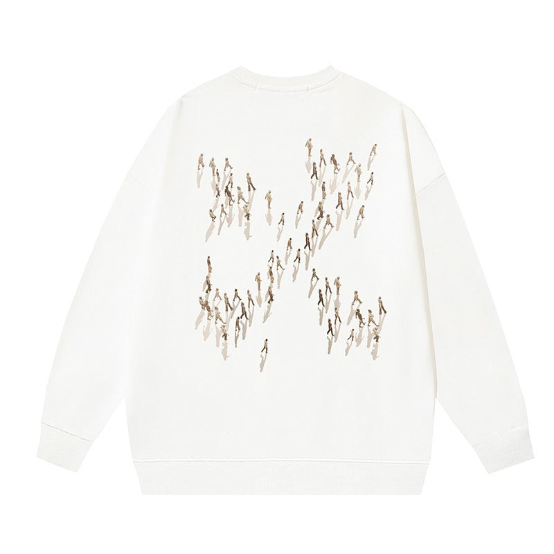 Cream Cotton Small Text Crewneck - Men's