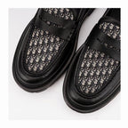 Black Leather Monogram Strap Loafer - Men's