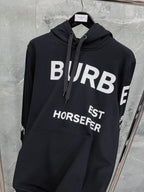 Black Cotton Text Print Pullover - Men's
