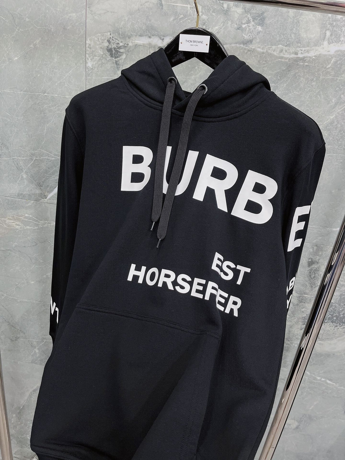 Black Cotton Text Print Pullover - Men's