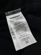 Black Cotton White Text Crewneck - Men's
