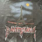 Black Cotton Washed Graphic Pullover - Men's