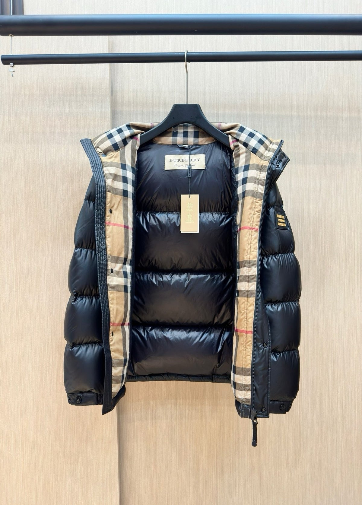 Dark Blue and Black Puffer Jacket - Men's