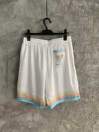 Turquoise Trim Silk Shorts - Men's