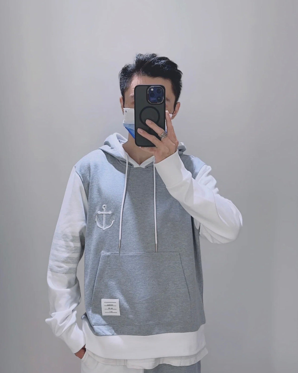 Grey Cotton Colourblock Zip-Through - Men's