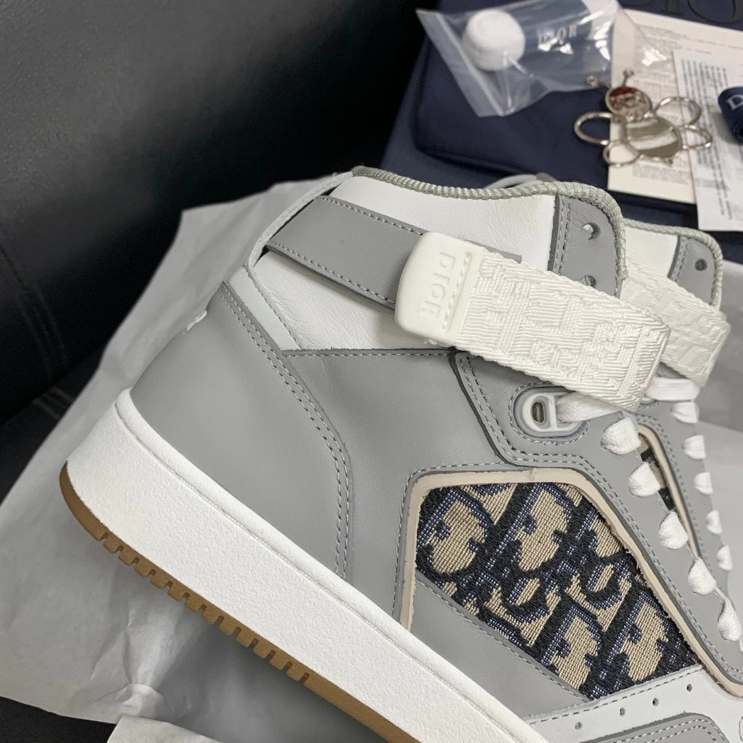 B27 High-Top Grey Oblique Sneakers