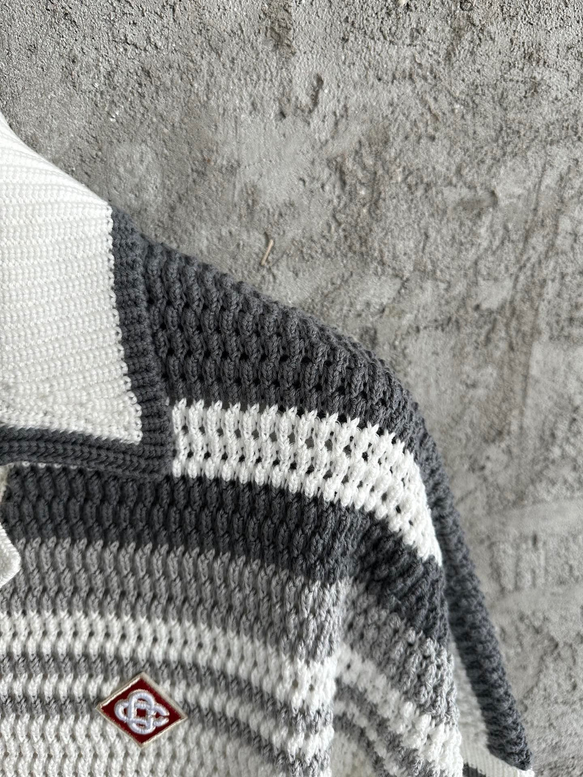 Cream Knit Striped Short-Sleeve - Men's