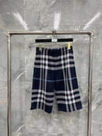 Navy Cotton Check Wide - Men's