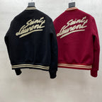 Navy Wool Contrast Trim Varsity - Men's