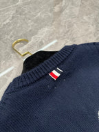 4-Bar Crewneck Navy Sweater - Men's