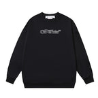 Black Cotton Text Logo Crewneck - Men's