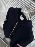 Navy Wool Armband Stripe Zip-Through - Men's