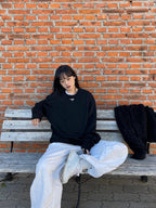 Black Cotton Triangle Logo Long-Sleeve - Men's