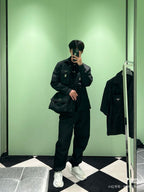 Navy Nylon Pocket Shirt Jacket - Men's