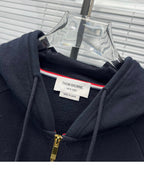 4-Bar Zip Navy Hoodie - Men's