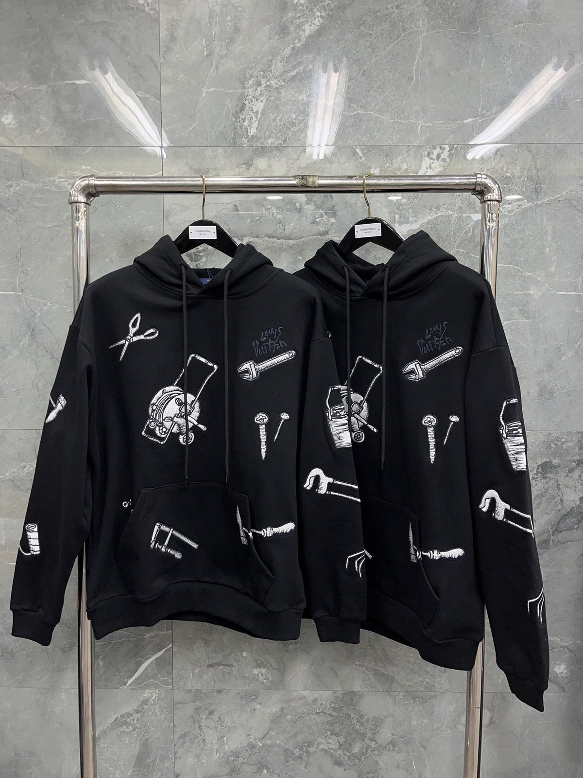 Black Cotton Print Zip-Through - Men's