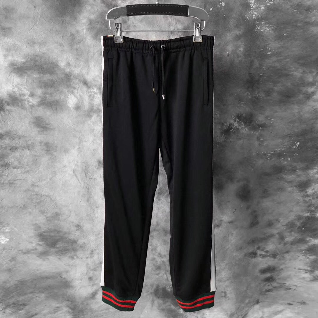 Black Jersey Side Stripe Track - Men's