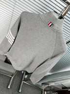 Navy Wool Four-Bar Zip-Through - Men's