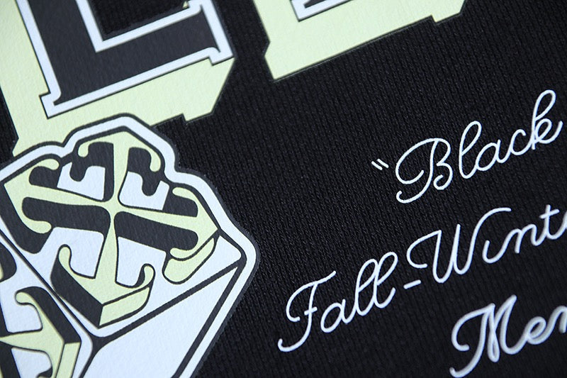 Black Cotton Slogan Pullover - Men's