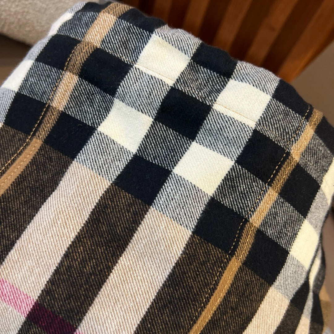 Black Cotton Check Lined Pullover - Men's