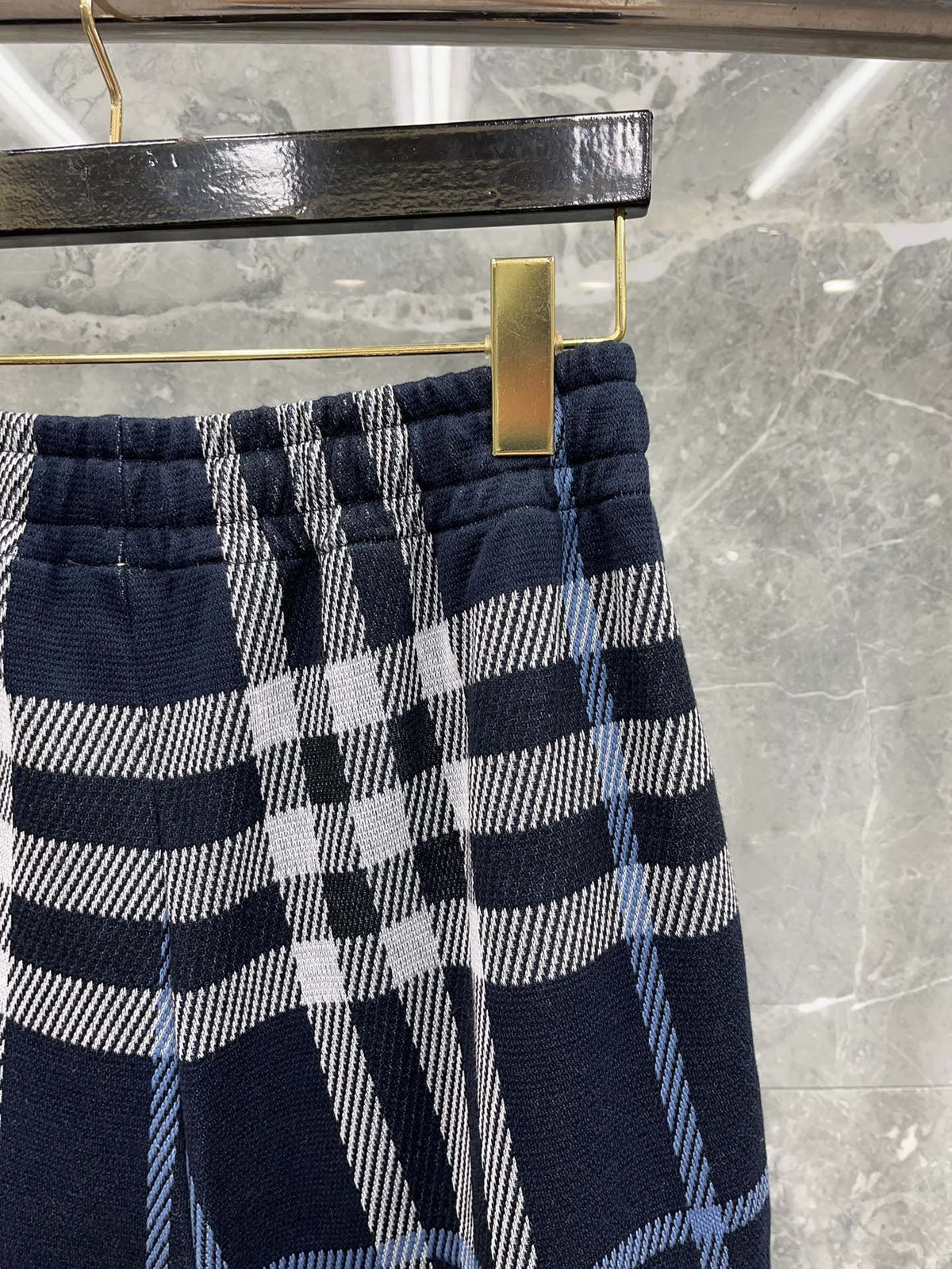 Navy Cotton Check Wide - Men's
