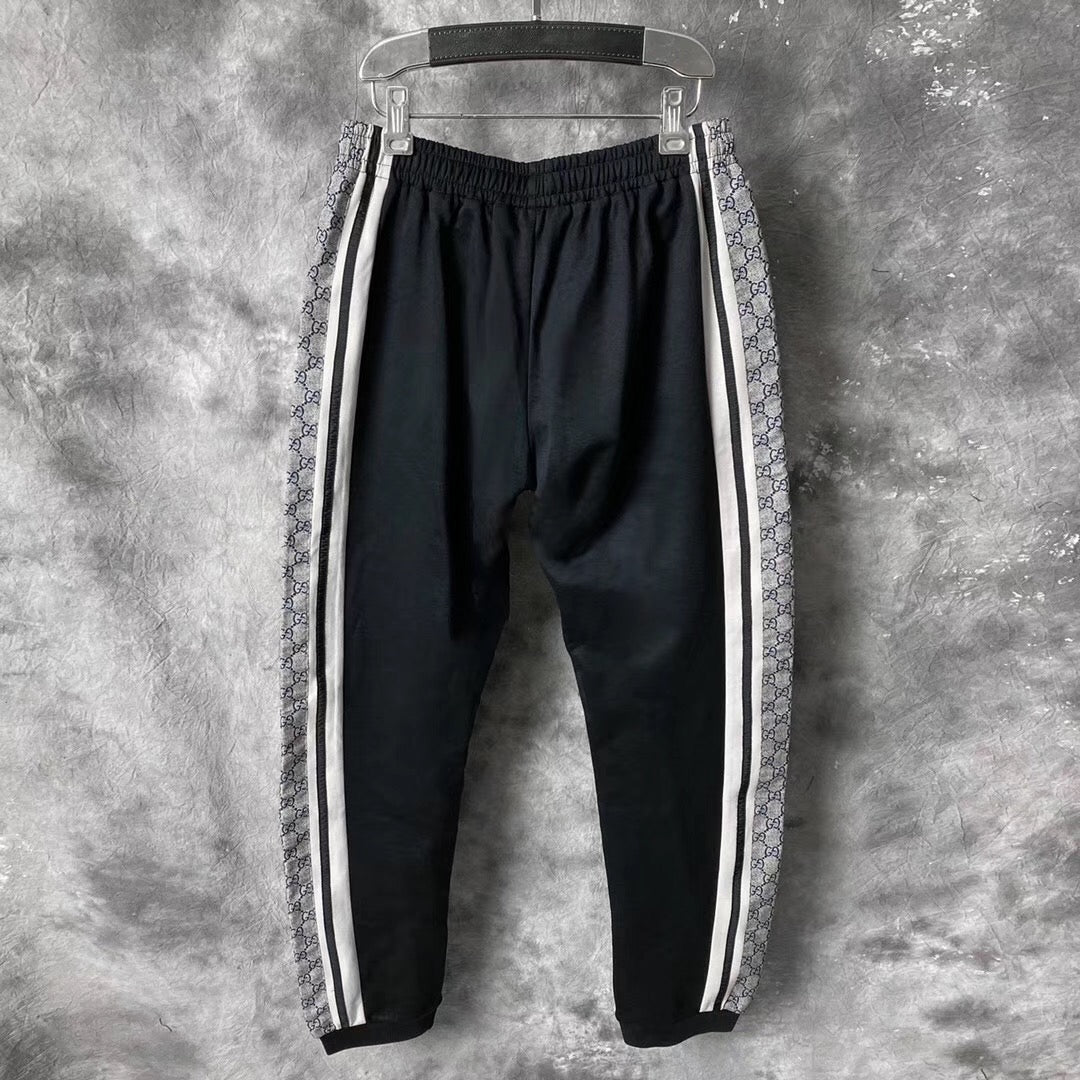 Black Jersey Striped Panel Track - Men's