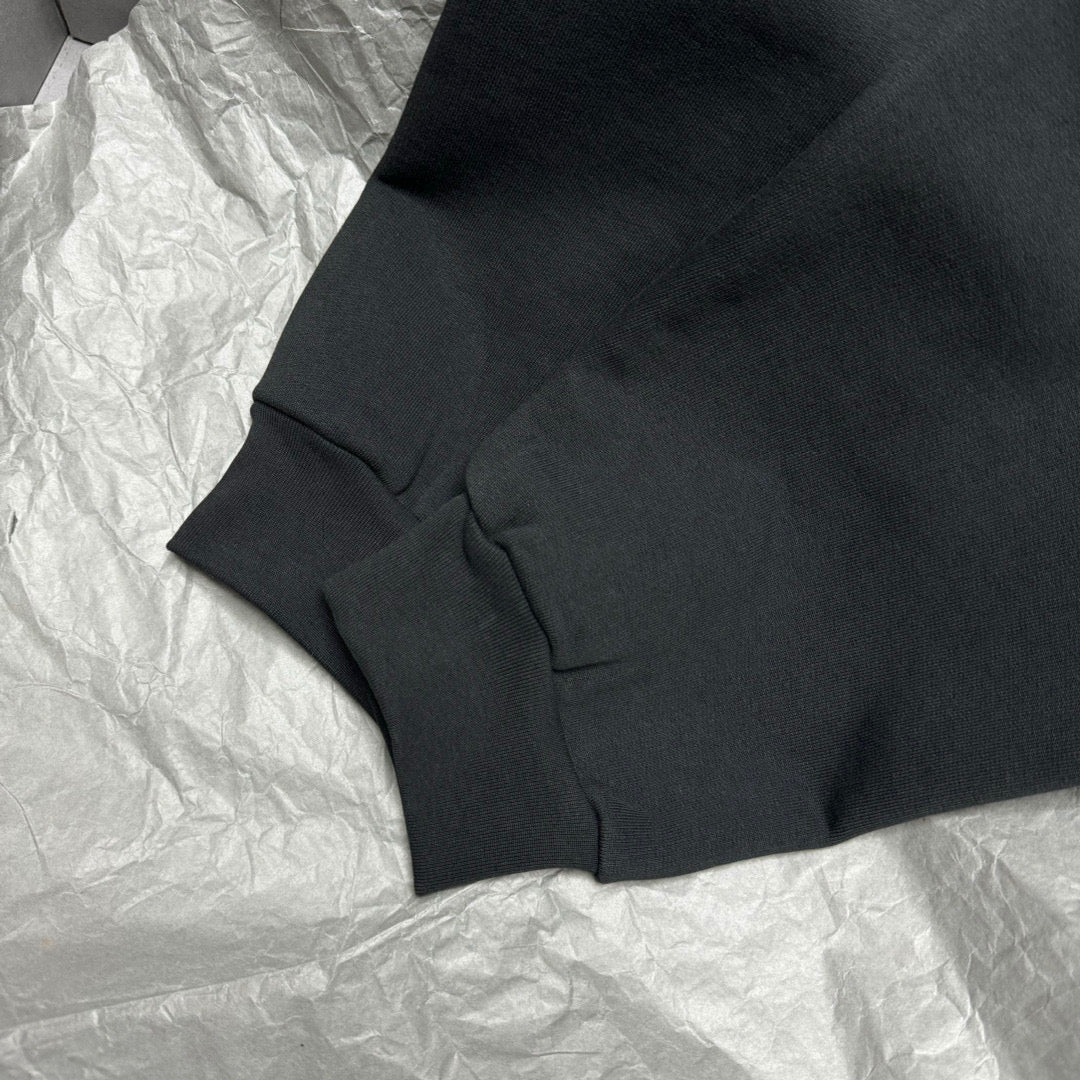 Black Cotton Logo Print Pullover - Men's