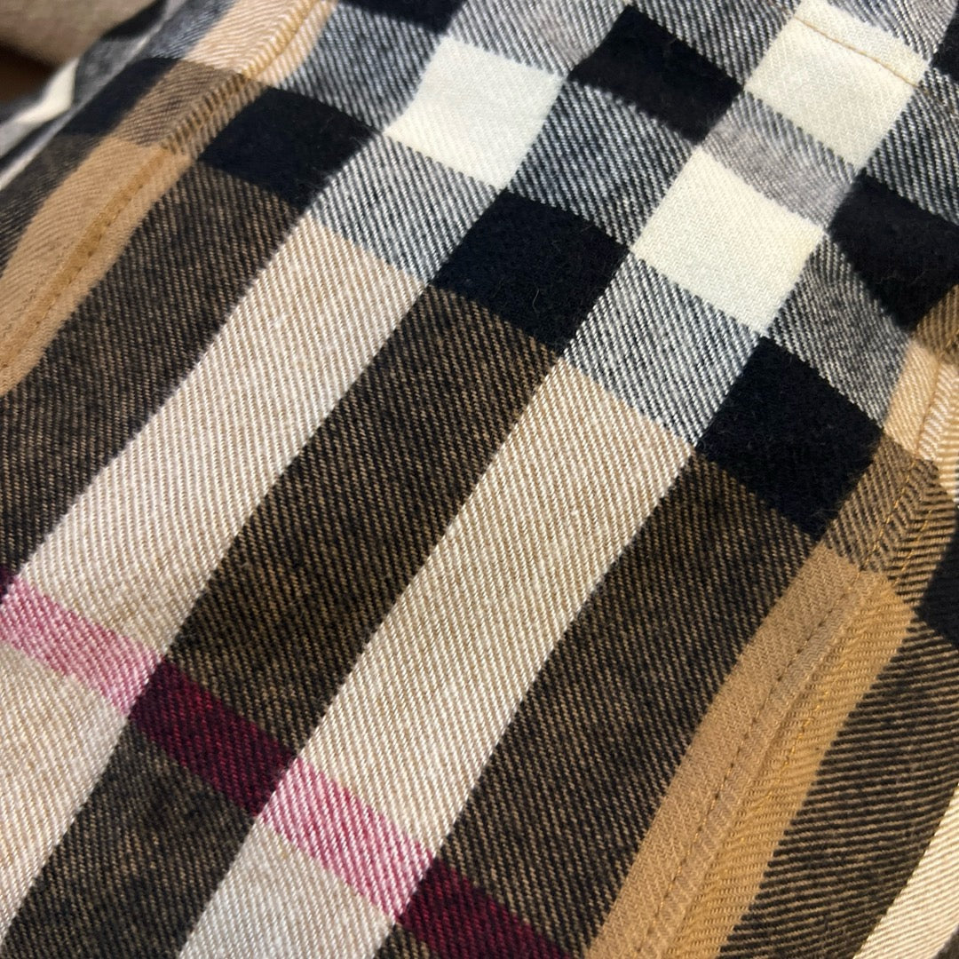 Black Cotton Check Lined Pullover - Men's