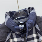 Navy Check Puffer Jacket - Men's