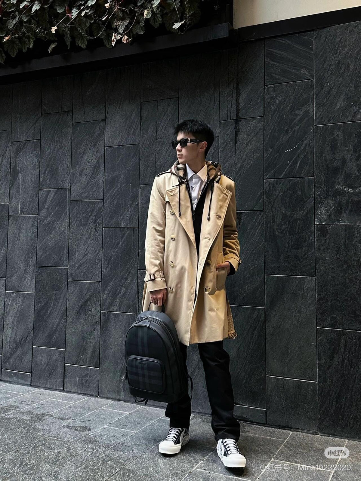 Navy Trench Coat - Men's