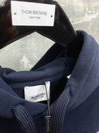 Black Cotton Plain Zip-Through - Men's