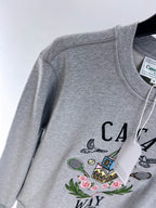 Grey Cotton Crest Graphic Crewneck - Men's