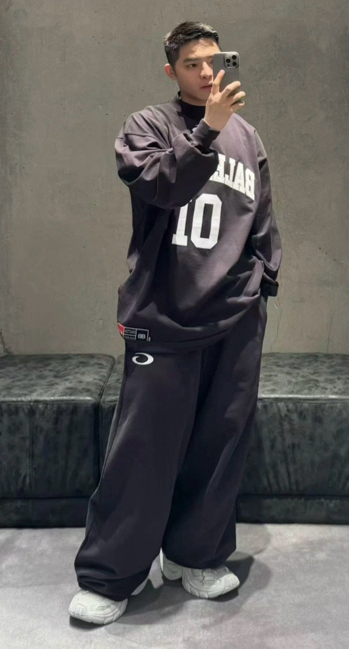 Black Jersey Numeral Long-Sleeve - Men's